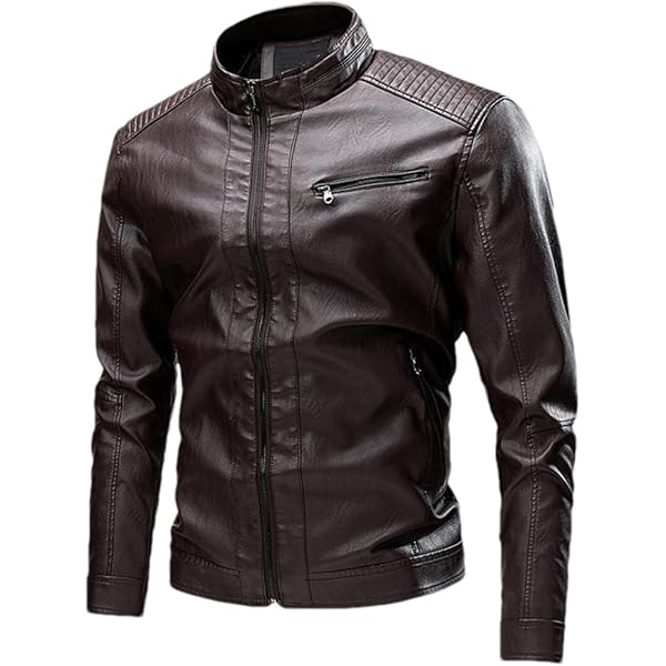 Men PU Leather Jacket Spring Outdoor Stand Collar Motorcycle